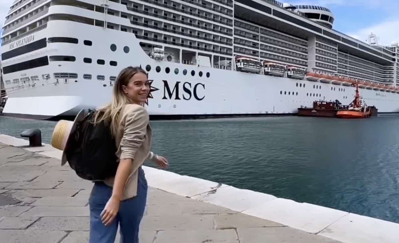 Sandy Breitmeier about to board MSC Cruises ship